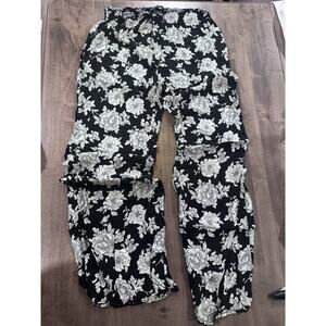 Brandy Melville Black Floral Alexah Pants one size